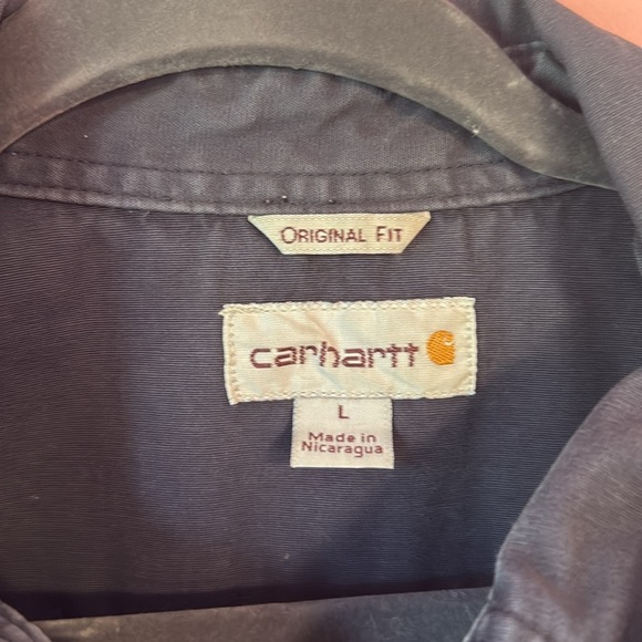 Carhartt navy blue original fit button down shirt size large mens - Picture 2 of 6